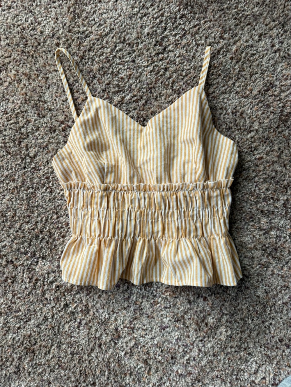 Striped Yellow Smocked Cami Top